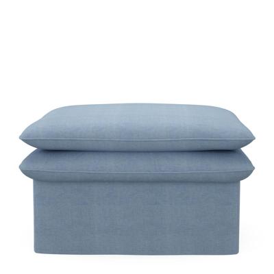Rivièra Maison Hocker 'Continental' 80 x 80cm, Washed Cotton, kleur Ice Blue