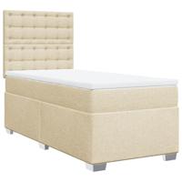 vidaXL Boxspring met matras stof crèmekleurig 80x200 cm