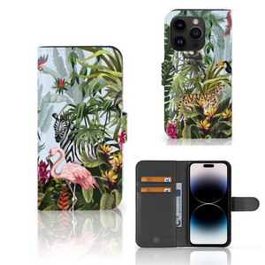 Telefoonhoesje met Pasjes voor iPhone 15 Pro Jungle