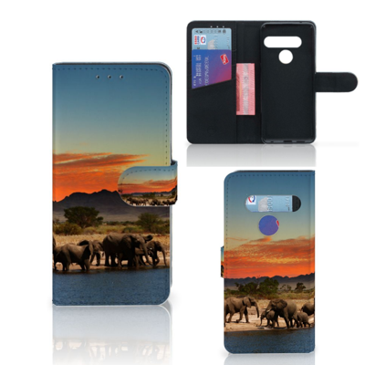 LG G8s Thinq Telefoonhoesje met Pasjes Olifanten LG G8s Thinq Telefoonhoesje met Pasjes Olifanten