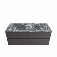 MONDIAZ VICA-DLUX 120cm badmeubel onderkast Dark grey 4 lades. Inbouw wastafel CLOUD dubbel zonder kraangat, kleur Lava.