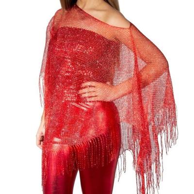 Verkleed visnet poncho/omslagdoek/stola - Dames - Rood - Carnaval party kleding Verkleed visnet poncho/omslagdoek/stola - Dames - Rood - Carnaval party kleding