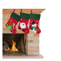 Decoratie kerstsokken - set 3x st - rood - kerstman,sneeuwpop, rendier - H45 cm