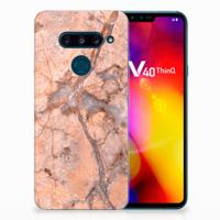 LG V40 Thinq TPU Siliconen Hoesje Marmer Oranje