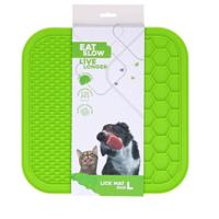 Eat Slow Live Longer Duo likmat - 30 x 30 cm - vierkant - snuffelmat - anti-snuffelmat - slowfeeder - 100% siliconen - vaatwasmachinebestendig - maat L - groen