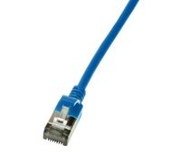 LogiLink CQ9066S RJ45 Netwerkkabel, patchkabel CAT 6A U/FTP 3.00 m Blauw Extreem dun, Vlambestendig, Flexibel, Folie afscherming, Halogeenvrij, Snagless,