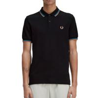 Fred Perry - Twin Tipped Polo Shirt - Zwart/ Cyberblauw/ Oranje - thumbnail