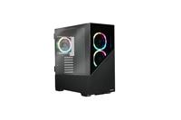 ENERMAXK8 ATX Mid Tower Gaming PC behuizing van gehard glas, incl. 3 x ARGB PWM 12cm ventilatoren - USB3.2 Gen1 en USB3.2 Type C; ECA-EK8-BB-ARGB