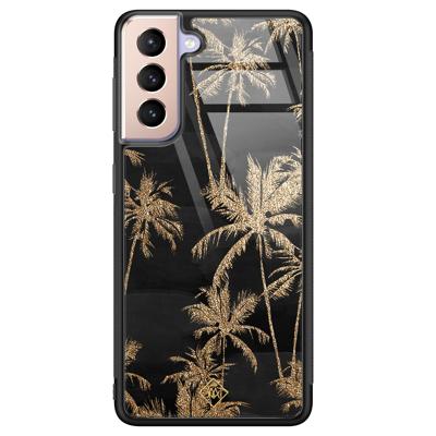 Samsung Galaxy S21 Plus glazen hardcase - Palmbomen Samsung Galaxy S21 Plus glazen hardcase - Palmbomen