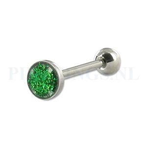 Tongpiercing glitter vlak groen