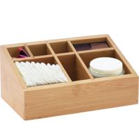 Make-up organizer - bamboe hout - 17 x 10 x 8 cm - kwasten houder