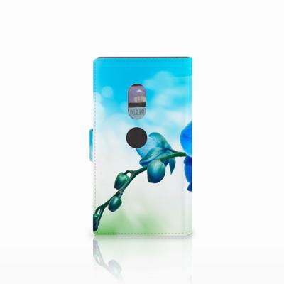 Sony Xperia XZ2 Hoesje Orchidee Blauw - Cadeau voor je Moeder Sony Xperia XZ2 Hoesje Orchidee Blauw - Cadeau voor je Moeder