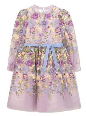 MARCHESA KIDS COUTURE Jurk met geborduurde bloemen - Paars