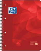 Oxford School Projectbook spiraalschrift, ft A4+, 4-gaats perforatie, geruit 5 mm, rood