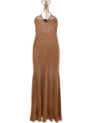 TOM FORD Flared maxi-jurk met halternek - Bruin