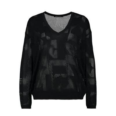 Expresso trui Bauke met all over print zwart