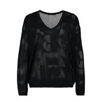 Expresso trui Bauke met all over print zwart