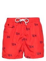 Kiton short de bain à logo imprimé all-over - Rouge - thumbnail