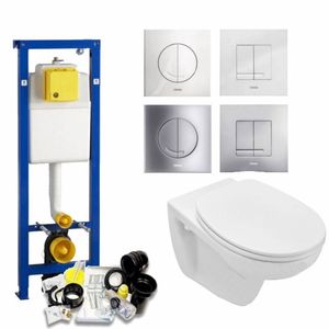 Xs Toiletset 01 Basic Wandcloset Softclose Met Argos/Delos Drukplaat Wisa