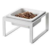 Yamazaki 5816 Tower voerbak, single, 300 ml, wit, staal/keramiek, minimalistisch design