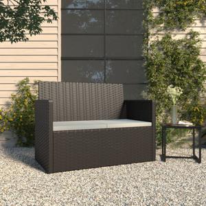 Tuinbank met kussens 105 cm poly rattan zwart