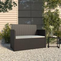 Tuinbank met kussens 105 cm poly rattan zwart - thumbnail