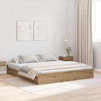 vidaXL Opbergbedframe met lade artisanaal eikenkleurig 200 x 200 cm