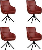 Set van 4 Rode leren industriële draaibare eetkamerstoelen Fancy - Granada leer Rouge (rood leer) - thumbnail