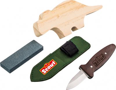 Happy People kerfmes Scout junior 13,5 cm bruin/groen 4 delig Happy People kerfmes Scout junior 13,5 cm bruin/groen 4 delig