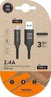 Tech-One-Tech Oplaadkabel-Sync USB-C Zwart 1M