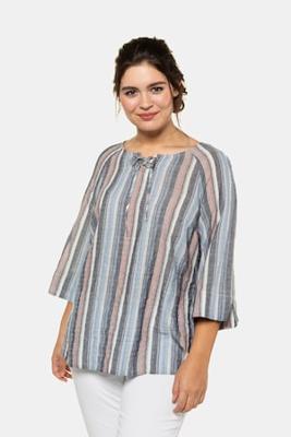 Ulla Popken Tuniek, rijgsluiting aan hals, zijsplitten, linnen - Grote Maten