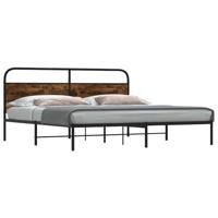 vidaXL Bedframe zonder matras metaal gerookt eikenkleurig 183x213 cm, slaapkamermeubels, tweepersoonsbed, bedstee, bed, tweepersoonsbed, bedbodem