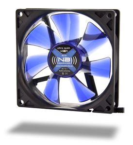 NoiseBlocker BlackSilent XE1 PC-ventilator Zwart, Blauw (transparant) (b x h x d) 92 x 92 x 25 mm