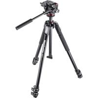 Manfrotto 190X - Kit trípode y rótula 2 Way fluida, 3 Secciones, Aluminio
