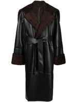 Nanushka manteau Alessi ceinturé en cuir - Noir