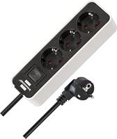 Brennenstuhl 1153230020 Ecolor Stekkerdoos, 3-voudig met schakelaar wit/zwart