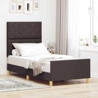 vidaXL Bedframe stof donkerbruin, 90x190 cm