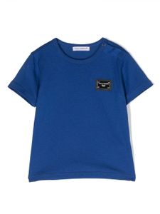 Dolce & Gabbana Kids t-shirt en coton à plaque logo - Bleu