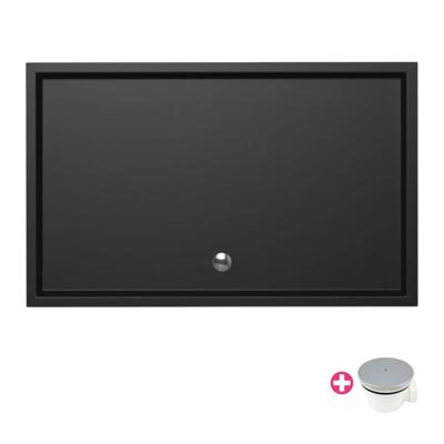 Douchebak Xenz Mariana | 160x100x4 cm | Incl.Afvoersifon-Chroom | Acryl | Rechthoekig | Zwart mat