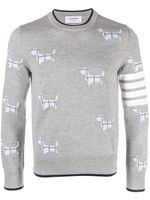 Thom Browne pull en maille intarsia à encolure ras du cou - Gris