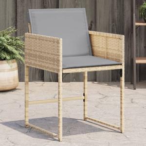 Tuinstoelen 4 st met kussens poly rattan gemengd beige