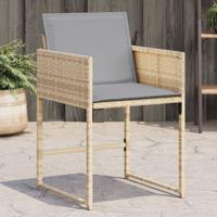 Tuinstoelen 4 st met kussens poly rattan gemengd beige