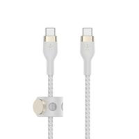 Belkin BoostCharge Pro Flex gevlochten USB Type C/C-kabel, USB-IF-gecertificeerde Power Delivery PD-snellaadkabel voor iPhone 16, Samsung Galaxy S24, Pixel, iPad, Nintendo Switch en meer, 1 m, wit