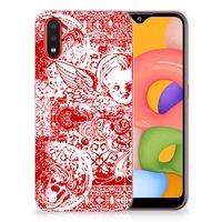 Silicone Back Case Samsung Galaxy A01 Angel Skull Rood