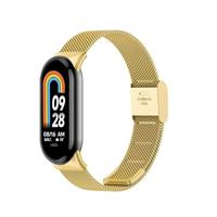 By Qubix - Milanese bandje - Goud - Compatible met Xiaomi Smart Band 8 & 9 - Compatible Xiaomi bandje