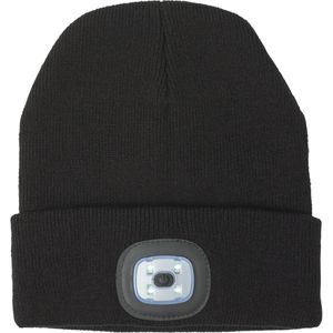 Benson beanie wintermuts met led lamp damesmutsen / herenmutsen - zwart