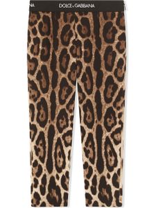 Dolce & Gabbana Kids legging en soie à imprimé léopard - Marron