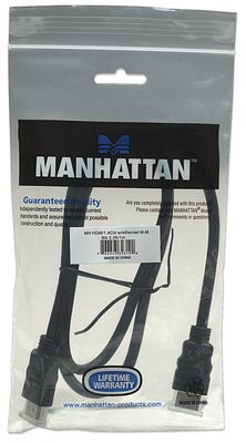 Manhattan 323192 HDMI-kabel HDMI Aansluitkabel HDMI-A-stekker, HDMI-A-stekker 1.00 m Zwart Folie afscherming, Afscherming gevlochten