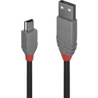 Lindy 36722 1m USB A Mini-USB B Mannelijk Mannelijk Zwart, Grijs USB-kabel