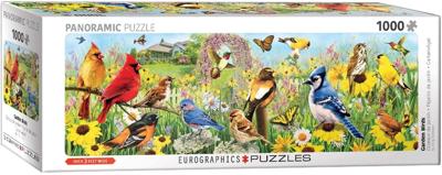Garden Birds - Greg Giordano Panorama Puzzel 1000 Stukjes Garden Birds - Greg Giordano Panorama Puzzel 1000 Stukjes